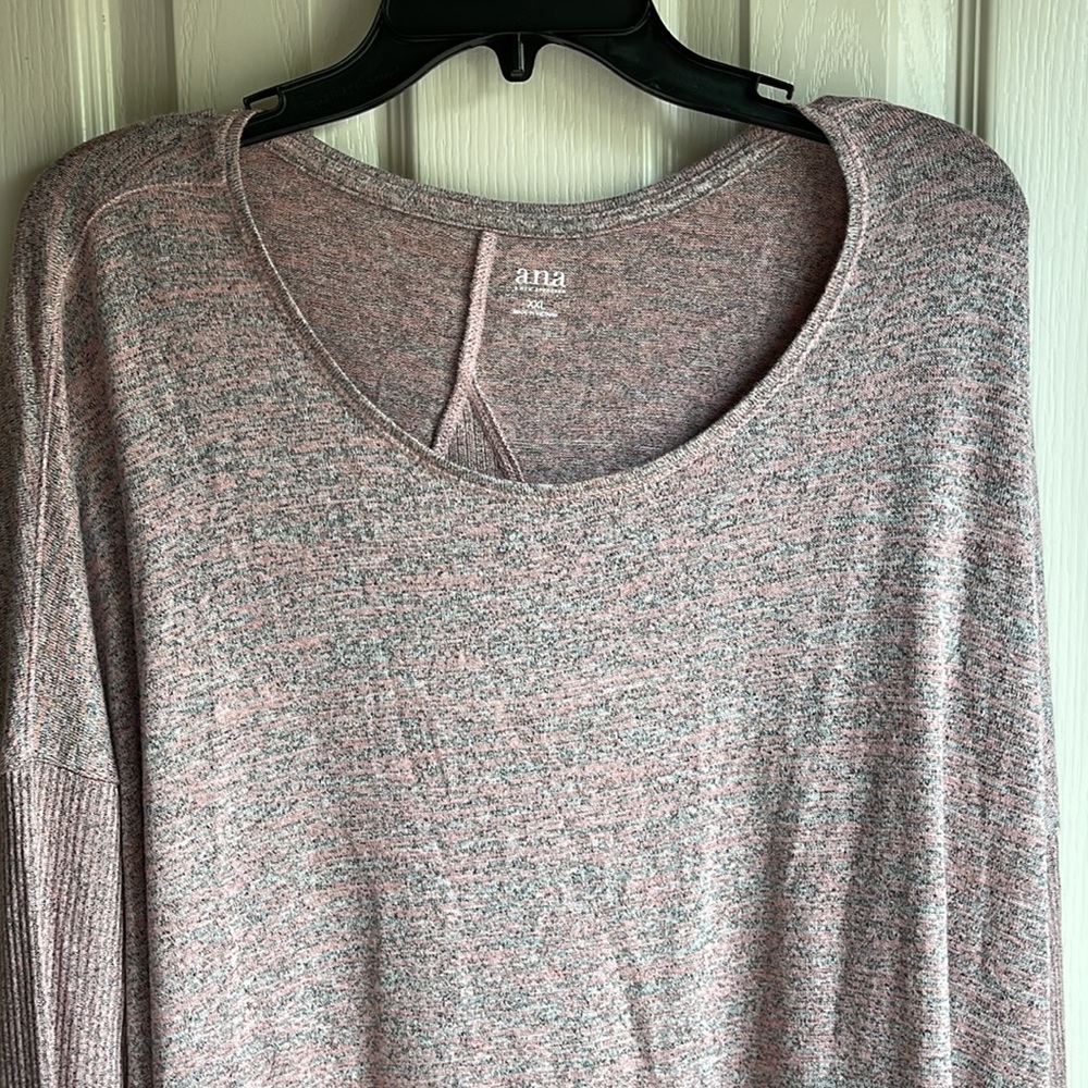 NWT ANA BABY PINK/GRAY LIGHTWEIGHT KNIT PULLOVER SWEATER SZ XXL